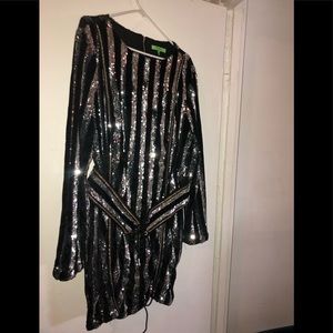 Fashion nova silver and black sequins dress